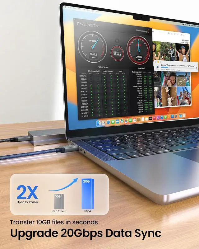 Alt view image 3 of 7 - Silkland USB 4 Cable Long for Thunderbolt 4 Cable 16.5FT/5M, 20Gbps Data Sync, 5K/4K@60Hz, 240W Charging, USB C Thunderbolt Cable, Compatible for MacBook, Dock, iPhone 17/16, ARZOPA, KYY, SSD