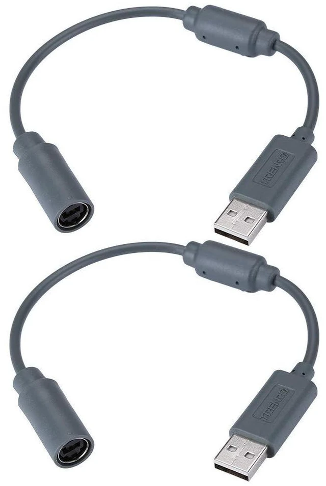 Main image of 2pcs Wired Controller USB Breakaway Cable for Microsoft Xbox 360, Dongle Adapter Extension Cord for Xbox 360
