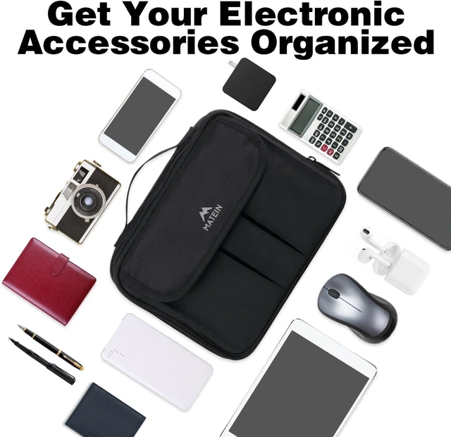 Alt view image 6 of 7 - MATEIN Electronics Organizer, Waterproof Travel Electronic Accessories Case Portable Double Layer Cable Storage Bag for Cord, Charger, Power Bank, Flash Drive, Phone, Ipad Mini, SD Card, Tablet, Black