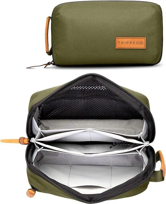 Main image of Tech Bag Organizer - Small Electronics Organizer Pouch for Travel - Premium Travel Case with Leather Accents - Mesh Pocket for Cables, Cords and Chargers