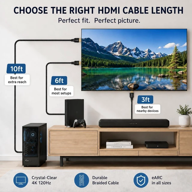 Alt view image 3 of 7 - Pacroban - 8K HDMI 2.1 Cable (6ft) 48Gbps Ultra High Speed Cable CL3 Rated in-Wall Safe, 10K 5K 4K 1080p at 120Hz 60Hz - Supports Dynamic HDR, HDCP, Dolby Vision, Dolby Atmos, Ethernet