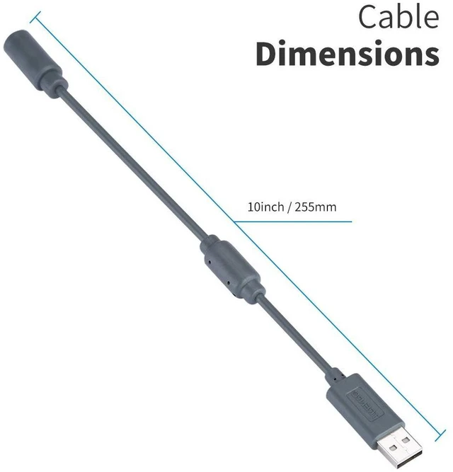 Alt view image 5 of 7 - 2pcs Wired Controller USB Breakaway Cable for Microsoft Xbox 360, Dongle Adapter Extension Cord for Xbox 360