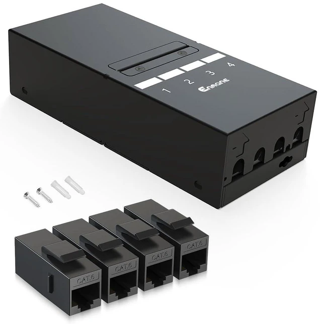 Main image of Patch Panel 4 Port CAT6 Keystone Patch Panel Network for Home/Office Ethernet Termination Box