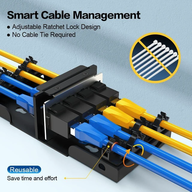 Alt view image 2 of 7 - Patch Panel 4 Port CAT6 Keystone Patch Panel Network for Home/Office Ethernet Termination Box