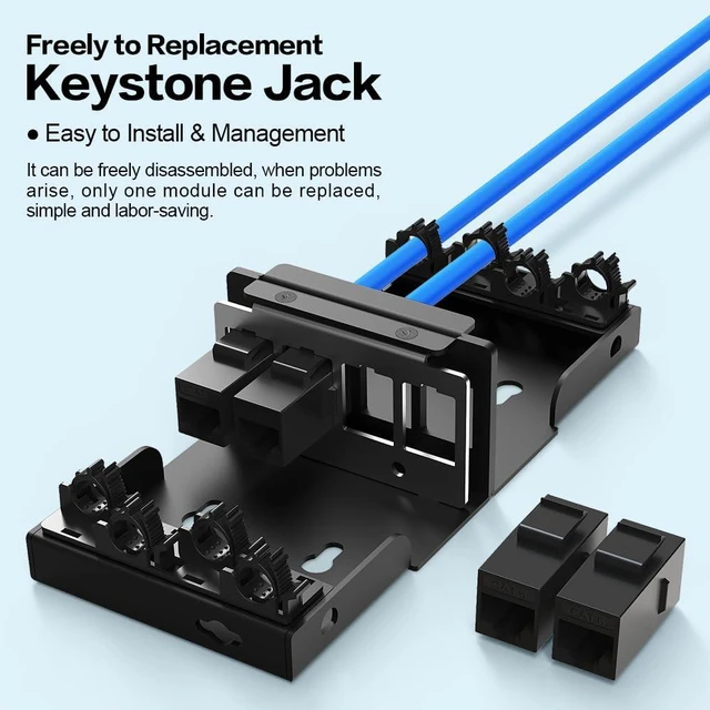 Alt view image 4 of 7 - Patch Panel 4 Port CAT6 Keystone Patch Panel Network for Home/Office Ethernet Termination Box