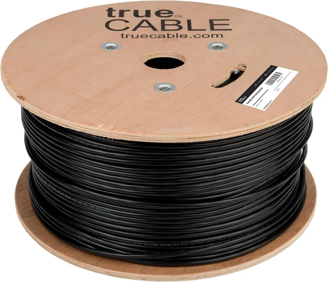 Alt view image 2 of 7 - TRUE CABLE Cat5e Direct Burial Bulk Ethernet Cable, Unshielded U/UTP, 1000ft, Black, Waterproof, Outdoor OSP Jacket, 24AWG Solid Bare Copper, 350MHz, PoE++ 100W