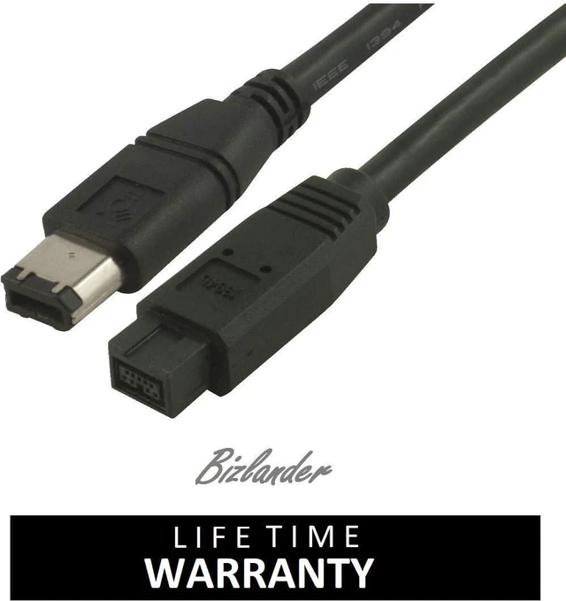 Alt view image 2 of 3 - Premium Firewire Cable 800,IEEE1394B, 6Ft (1.8M) Balck 9 Pin to 6 Pin Male for Printer, PC, Scanner, DVD Player,compactible and Audio equipments