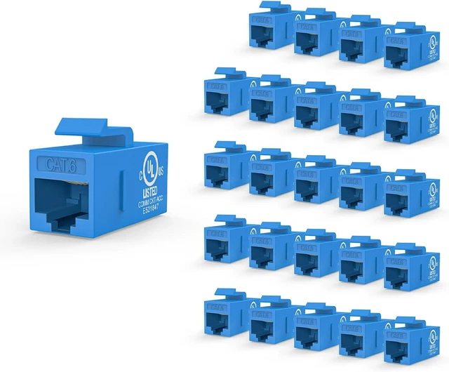 Main image of VCE (25-Pack) UTP CAT6/CAT5/CAT5e Keystone Coupler, RJ45 Female to Female Insert Coupler, 8P8C Network Keystone Inline Jack