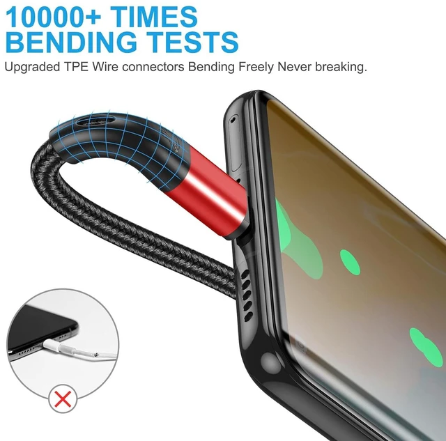 Alt view image 2 of 7 - USB Type C Cable Fast Charging,3pack 10ft Premium Nylon Braided 3A Rapid Charger Quick Cord,Type C to A Cable Compatible for Samsung Galaxy S21 S20 S10 S9 S8 Plus,Note 20 10 9 8, LG V50 V40 G8Red