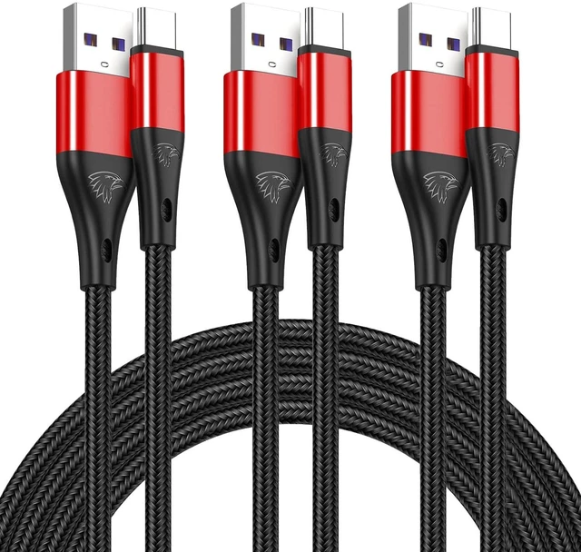 Main image of USB Type C Cable Fast Charging,3pack 10ft Premium Nylon Braided 3A Rapid Charger Quick Cord,Type C to A Cable Compatible for Samsung Galaxy S21 S20 S10 S9 S8 Plus,Note 20 10 9 8, LG V50 V40 G8Red