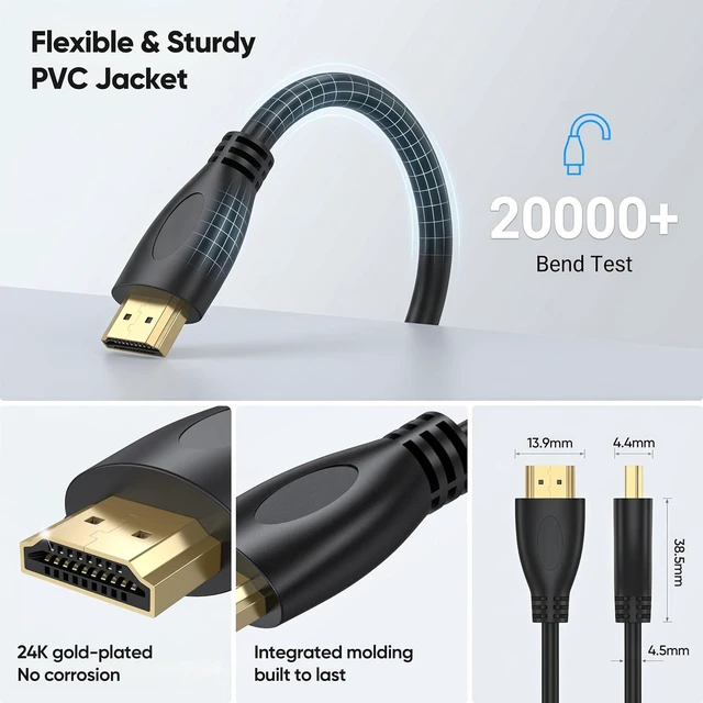 Alt view image 5 of 7 - 4K HDMI Cable 1FT 10-Pack High Speed HDMI 2.0 Cable 18Gbps