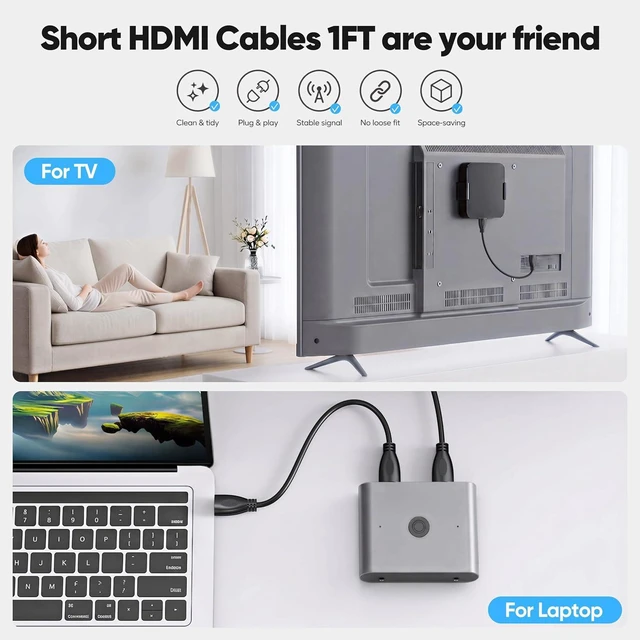 Alt view image 6 of 7 - 4K HDMI Cable 1FT 10-Pack High Speed HDMI 2.0 Cable 18Gbps
