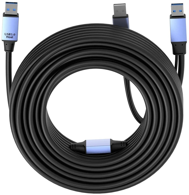 Alt view image 3 of 7 - OkyLink Active USB 3.0 Data Cable A to A, Male to Male 5Gbps, 15m | 50ft, 3.2 Gen 1, With power cable and repeater, for Industrial Automation and CCTV System