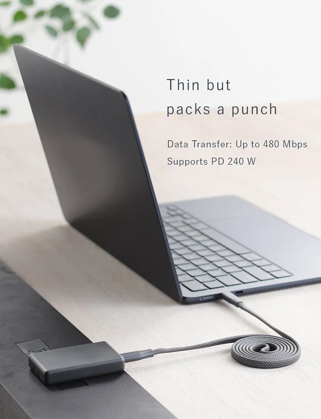Alt view image 6 of 7 - CIO Flat Spiral Cable (Light Black), CtoC 1m (Type-C/USB-C) PD Fast Charging Flat Magnetic Magnetic Snap Integrated Charging Cable PD 240W Data Transfer 480Mbps Memory for iPhone 17/16/15, Macbook Pro