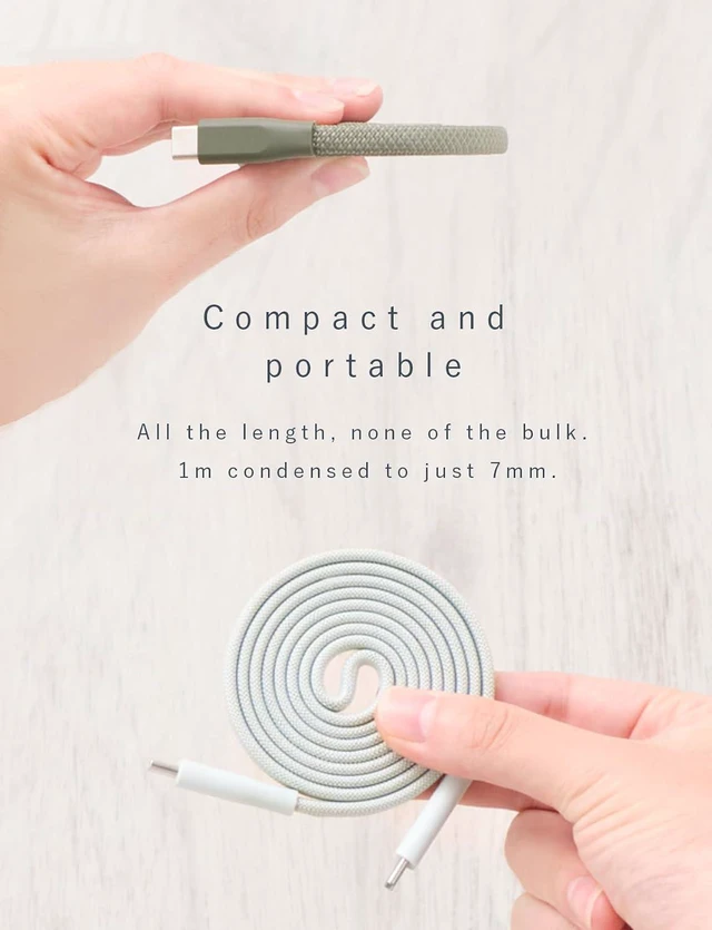 Alt view image 3 of 7 - CIO Flat Spiral Cable (Light Black), CtoC 1m (Type-C/USB-C) PD Fast Charging Flat Magnetic Magnetic Snap Integrated Charging Cable PD 240W Data Transfer 480Mbps Memory for iPhone 17/16/15, Macbook Pro