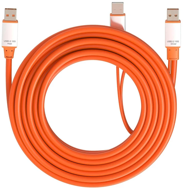 Alt view image 7 of 7 - OkyLink Active USB 3.2 Gen 2 A to A Cable Male to Male 10Gbps, 5m | 15ft with External Power, Long Range 10Gbps, Orange Cable, for Office Cabling & Long-Distance Data Transmission