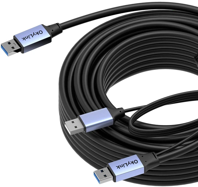 Alt view image 4 of 7 - OkyLink Active USB 3.0 Data Cable A to A, Male to Male 5Gbps, 15m | 50ft, 3.2 Gen 1, With power cable and repeater, for Industrial Automation and CCTV System