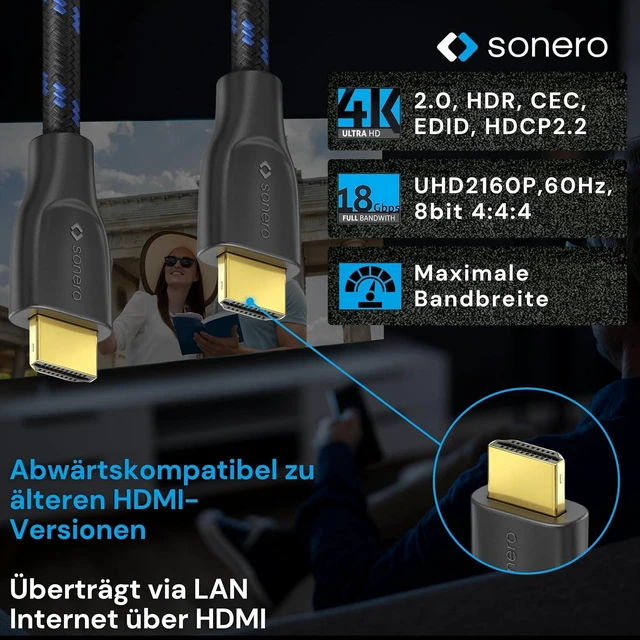 Alt view image 2 of 7 - sonero Premium High Speed HDMI Cable with Ethernet 0.50 m