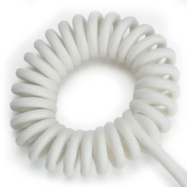Alt view image 4 of 6 - Braided Keyboard Cables 1.5m Coiled Type-C to USB A with Detachable Aviator Connector.for Gaming Keyboard/Tablet (White)