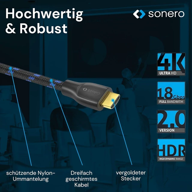 Alt view image 6 of 7 - sonero Premium High Speed HDMI Cable with Ethernet 0.50 m