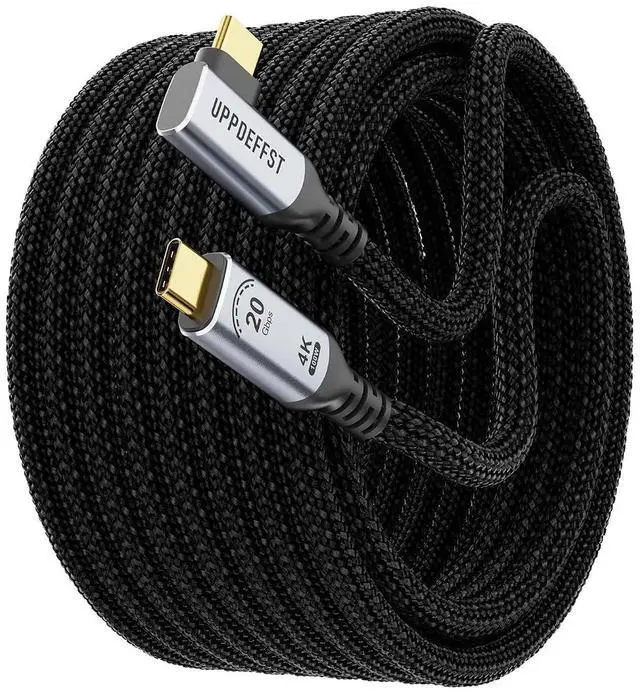 Main image of Long 5M /16.5ft 90 Degree USB C Cable Compatible with Thunderbolt 3,Right Angle USBC 3.2 Gen 2x2 Cable 20Gbps Data Transfer,100W Fast Charging,4K@120Hz Output Display,Monitor,SSD,Docking.
