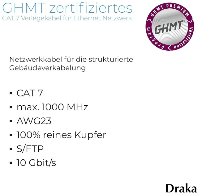 Alt view image 2 of 7 - Draka 95413-GB 50m Network Cable 4x2xAWG23/1 Solid Shielded CAT7