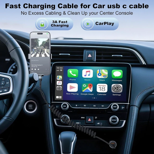 Alt view image 2 of 7 - USB C to C Cable 3ft 2Pack Coiled USB C Charger Cable for Car Type C Fast Charging Cable for iPhone 17/16/15/Plus/Pro/Pro Max/Samsung Galaxy S23 Nylon Braided USBC Cable