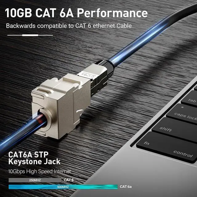 Alt view image 2 of 7 - 12-Pack Shielded Cat6A / Cat6 Keystone Jack 10Gbps Zinc-Alloy Housing Modular Termination