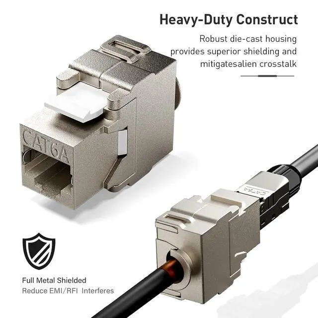 Alt view image 4 of 7 - 12-Pack Shielded Cat6A / Cat6 Keystone Jack 10Gbps Zinc-Alloy Housing Modular Termination
