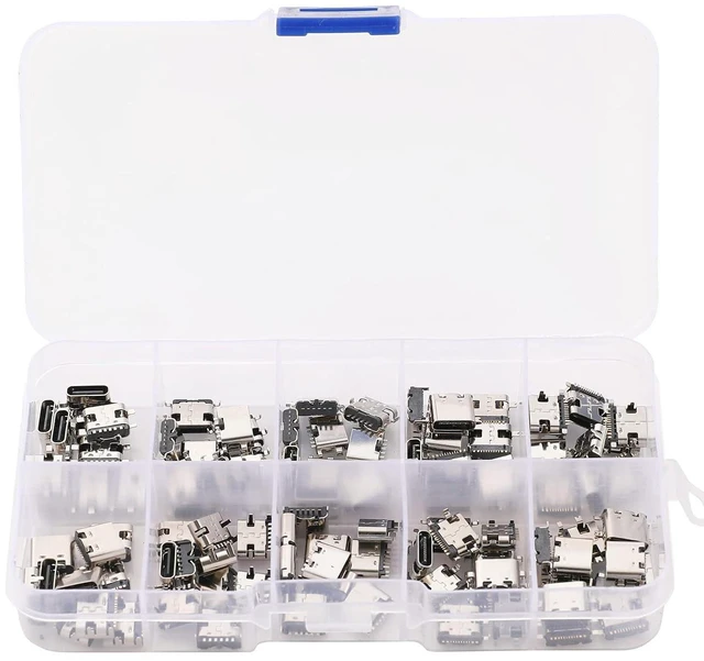 Main image of 100Pcs 10Models Type-C USB 3.1 Charging Dock Connectors Mix 6Pin and 16Pin Use for Mobile Phone and Other Product Repair Kits