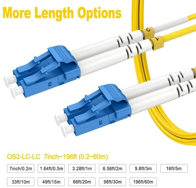 Alt view image 3 of 6 - 400ft/122m OS2 LC to LC Single Mode Fiber Patch Cables, Options 7inch~800ft, Fiber Optic Cable 10G SMF LSZH Duplex 9/125m OD 2.0mm,