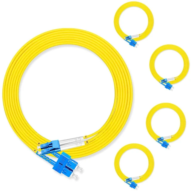 Main image of 5Pcs 5 Meter Fiber Optic Patch Cord SC UPC to LC UPC, Duplex Single Mode Fiber Cable Jumper OS2 G652D 9/125m, 1310nm/1550nm LSZH 3.0mm
