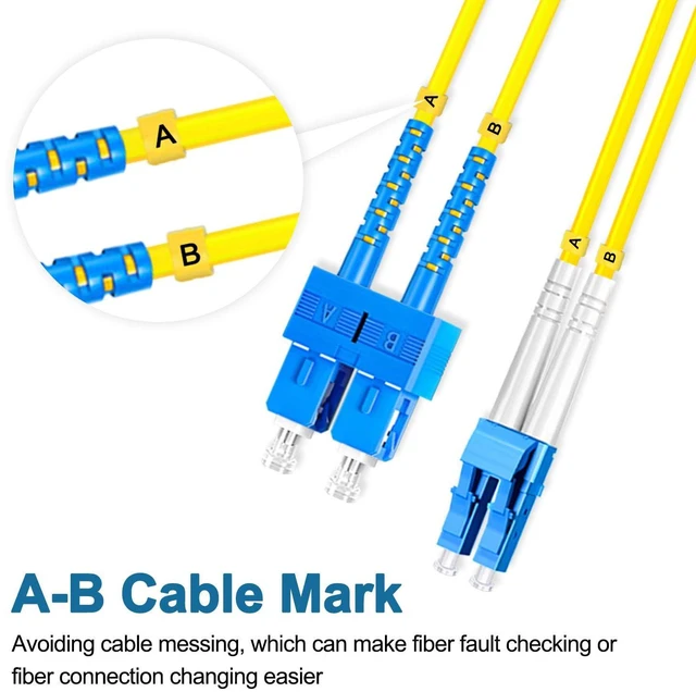 Alt view image 4 of 7 - 5Pcs 5 Meter Fiber Optic Patch Cord SC UPC to LC UPC, Duplex Single Mode Fiber Cable Jumper OS2 G652D 9/125m, 1310nm/1550nm LSZH 3.0mm