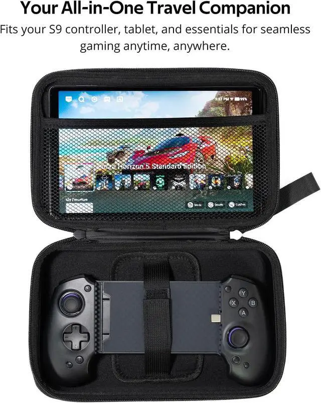 Alt view image 2 of 5 - abxylute Portable Nylon Carrying Bag S9 Mobile Controller, with Mesh Pocket, Dual Zippers, Securing Band and Wrist Strap (Black)