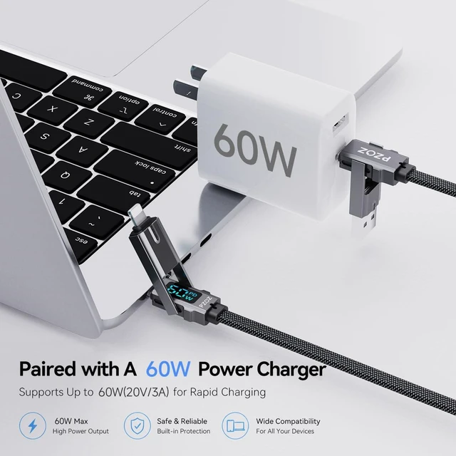 Alt view image 5 of 5 - 4-in-1 Multi Charging Cable with LED Display 60W PD Fast Charging