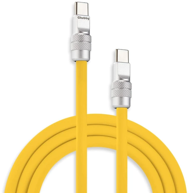 Main image of chubbycable Chubby 2.0 Fast Charging Cable Durable Soft Silicone USB C Cable 240W Extra Thick Charger Cord Compatible with iPhone 17-15 Series iPad, Yellow, Type-C to Type-C, 6.6 FT