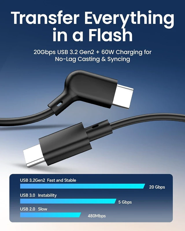 Alt view image 6 of 7 - AR Smart Glasses USB-C Charging Data & Power Supply Cable, 1.2M / 3.9FT Compatible with XREAL Air/One, VITURE Pro XR, and More; 125° Ergonomic 18-Core, 20Gbps USB 3.2 Gen2, Ultra-Slim 2.6mm