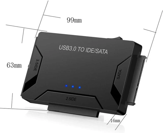 Alt view image 2 of 6 - USB 3.0 to IDE/SATA Hard Drive Adapter, External Converter for 2.5" 3.5" IDE SATA HDD SSD DVD Optical Drive, Universal Hard Drive Reader w/12V 2A Power Supply Support 6TB