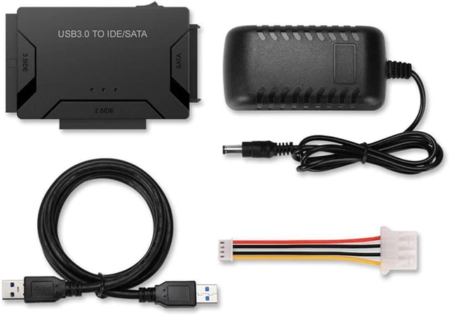 Alt view image 3 of 6 - USB 3.0 to IDE/SATA Hard Drive Adapter, External Converter for 2.5" 3.5" IDE SATA HDD SSD DVD Optical Drive, Universal Hard Drive Reader w/12V 2A Power Supply Support 6TB