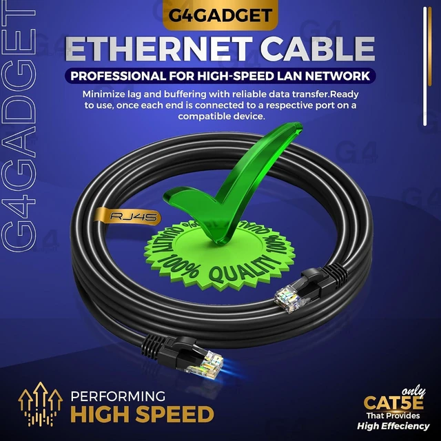 Alt view image 2 of 7 - G4GADGET 5 Meter RJ45 Cat5 Network LAN Cable Ethernet Patch Lead Black