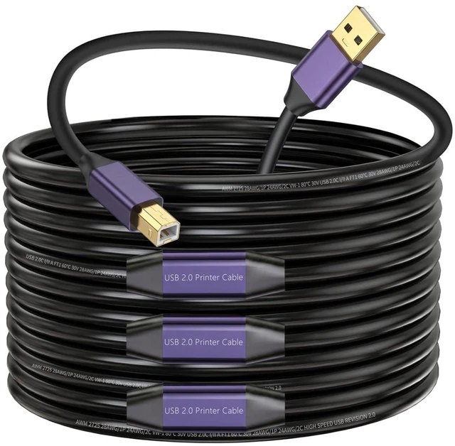 Main image of USB 2.0 Active Type-A to Type-B Printer Cable, 25m 75ft, Repeater Lead for Compatible Printers and Scanners