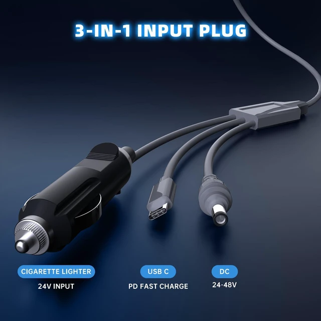 Alt view image 3 of 6 - CHGRNLF Starlink Mini Cable 3 in 1 33FT/10M, 140W Input USB C to DC Power Cable, 12V-24V DC Car Power Cable for Starlink Mini, Waterproof 18AWG Cable Work with 65W+ PD Supply