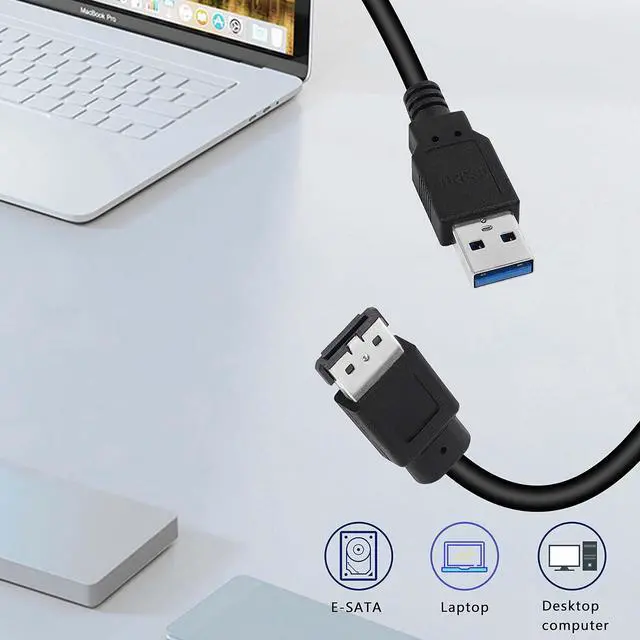 Alt view image 4 of 6 - USB to eSATA Adapter Cable 5Gbps USB 3.0 to Power eSATA Converter Cable 5V for HDD/SSD/ODD Laptop PC - 3 ft/1M
