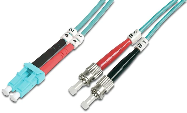 Main image of DIGITUS LWL Patch Cable OM3-2 m LC to ST Fiber Optic Cable - LSZH - Duplex Multimode 50/125µ - 10 GBit/s - Turquoise