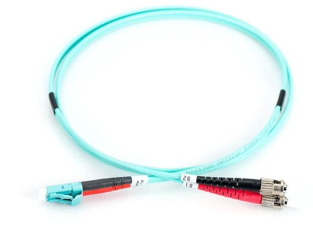 Alt view image 3 of 5 - DIGITUS LWL Patch Cable OM3-2 m LC to ST Fiber Optic Cable - LSZH - Duplex Multimode 50/125µ - 10 GBit/s - Turquoise
