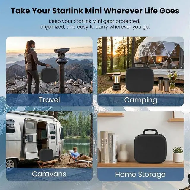 Alt view image 7 of 7 - Starlink Mini Case Shockproof Hard Carrying Case for Starlink Mini Kit, Portable Travel Case with Foam for Cables, Mount & Router, Lightweight Protective Storage Bag for Camping, RV & Travel