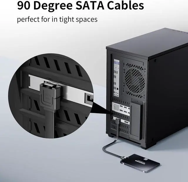Alt view image 4 of 7 - 6 Pack 90 Degree Right-Angle SATA III Cable 6.0 Gbps with Locking Latch for SATA HDD, SSD, CD Driver, CD Writer, 16-Inch