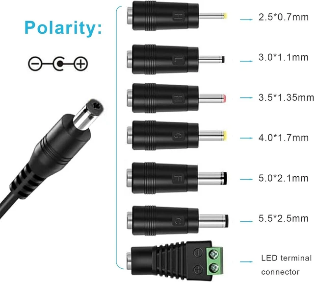 Alt view image 6 of 7 - 3.94FT USB C to DC PD Trigger Cable with 7 Connector Tips | Adjustable Voltage 5V/9V/12V/15V/20V PD Fast Charging Cable, LED Display, Type-C to DC Power Cable for Multiple Devices