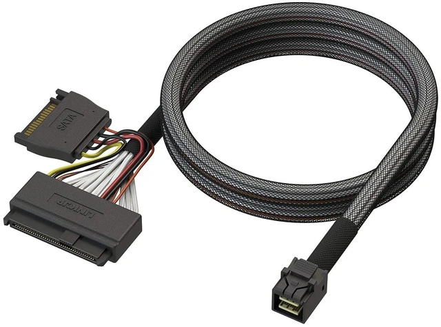 Alt view image 5 of 7 - LINKUP - Internal 16G U.2 Cable (85 85ohm PCIe Gen 4 Mini SAS HD to U.2/SFF-8643 to SFF-8639 Cable) with SATA Power - 0.9 Meters/3 feet