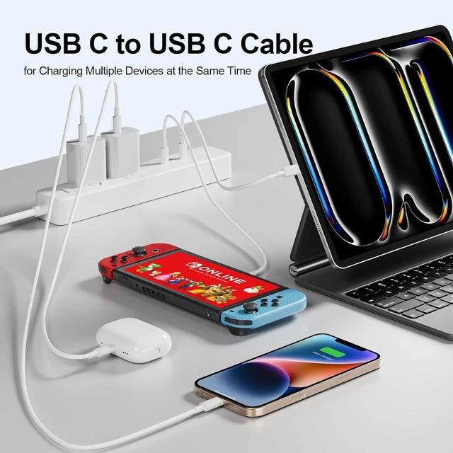 Alt view image 5 of 7 - USB C to USB C Cable 3 FT 4Pack,60W USBC Cables,Type C Fast Charging Cable for iPhone 16 15,MacBook Pro,iPad Pro Air,Samsung Galaxy S23 S22 S21 Ultra(White) (3, 6 FT)